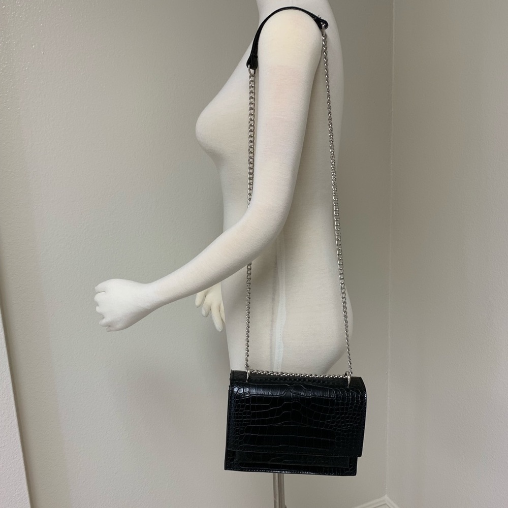 "Emily" Pink Croc Embossed Handbag - Picture 8 of 8